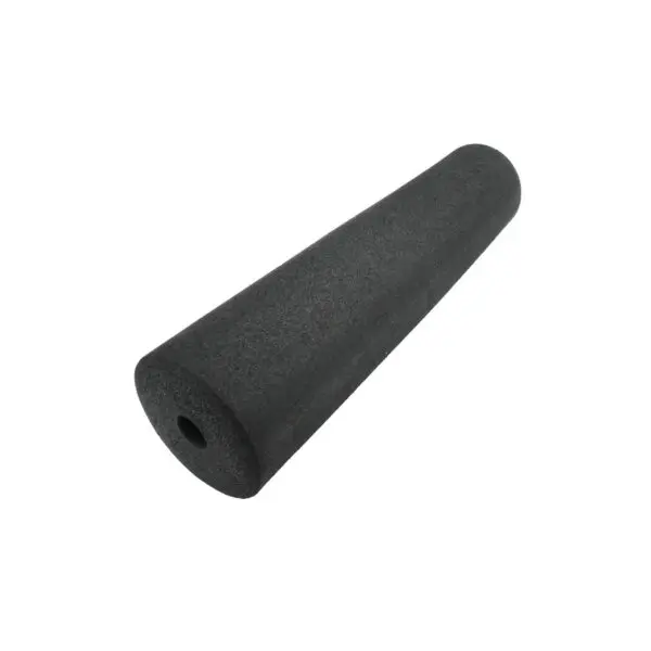 The Foam Roller 100 x 400mm is black, cylindrical, and textured with a hollow center. Its positioned diagonally on a plain white background.