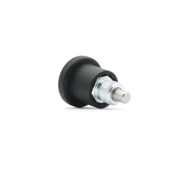 The Pop Pin M12 15mm features a black and silver metal knob with a textured rim for grip and a cylindrical body, showcased against a white background.