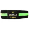 A black resistance band with a vibrant green stripe, labeled Spud Inc Infinity Loop in white and yellow text.