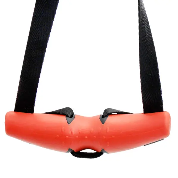 The D Angle Grip V2 features a red, textured handle with two black straps on either side, designed for carrying or securing objects.