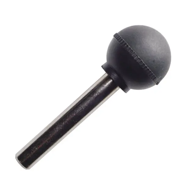 The Powertec Small Ball Head Lock Pin, D8mm and 48mm long, is a spherical rubber polishing bit with a metal shaft for use with rotary tools.