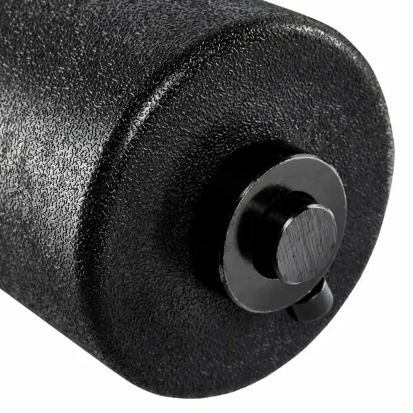 Close-up of the ATX® AB Attachment, featuring a textured black foam exterior against a white background, showcasing its cylindrical shape and circular indentation at the center of the visible end.