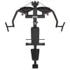 A black ATX dual cable machine with pulleys and adjustable arms, ideal as a pectoral fly machine. It features padded seating and back support for various upper body exercises. The design emphasizes a sturdy, compact frame perfect for gym or home use.