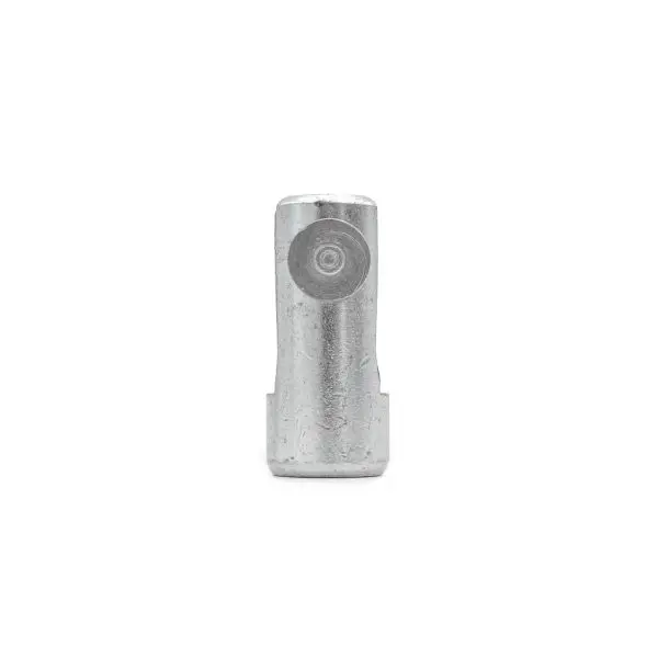 The Gym Cable 360 degree Swivel End, a cylindrical metallic object with flat top and bottom, stands upright against a plain white background.