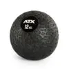 A black ATX 12 KG slam ball with a rugged, tire-like textured surface, ideal for fitness and strength training exercises.