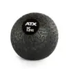 A black ATX® Slam Ball labeled 15 KG, featuring a textured surface for exercise and strength training, is placed against a white background.