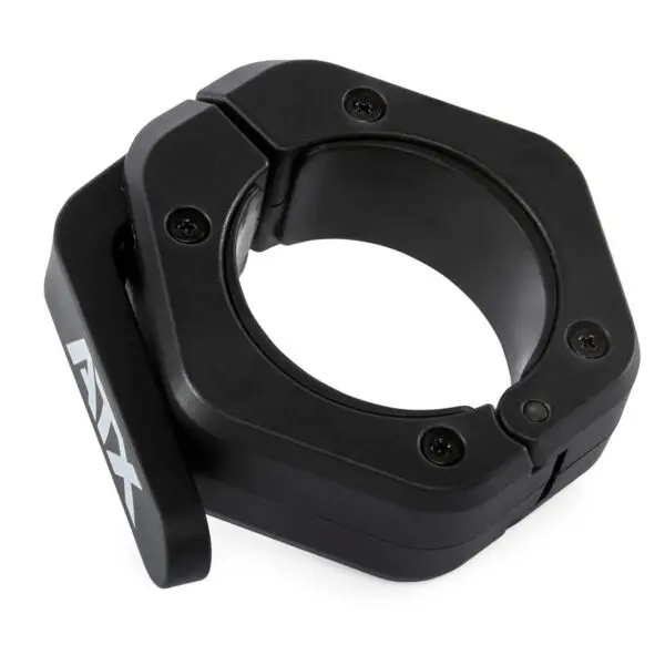 The ATX® Magnetic Collar 50mm is a black aluminum barbell collar with a clamp design and ATX logo, ensuring safe and efficient weight plate fastening during workouts.