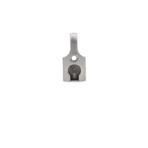 The Gym Cable 6948 Connector is a metallic, L-shaped part with a central hole and cylindrical extension on top, set against a white background.