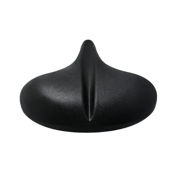 Sleek, black, sculptural object with a smooth, curved, aerodynamic shape, resembling a modern art piece or a futuristic, teardrop design.