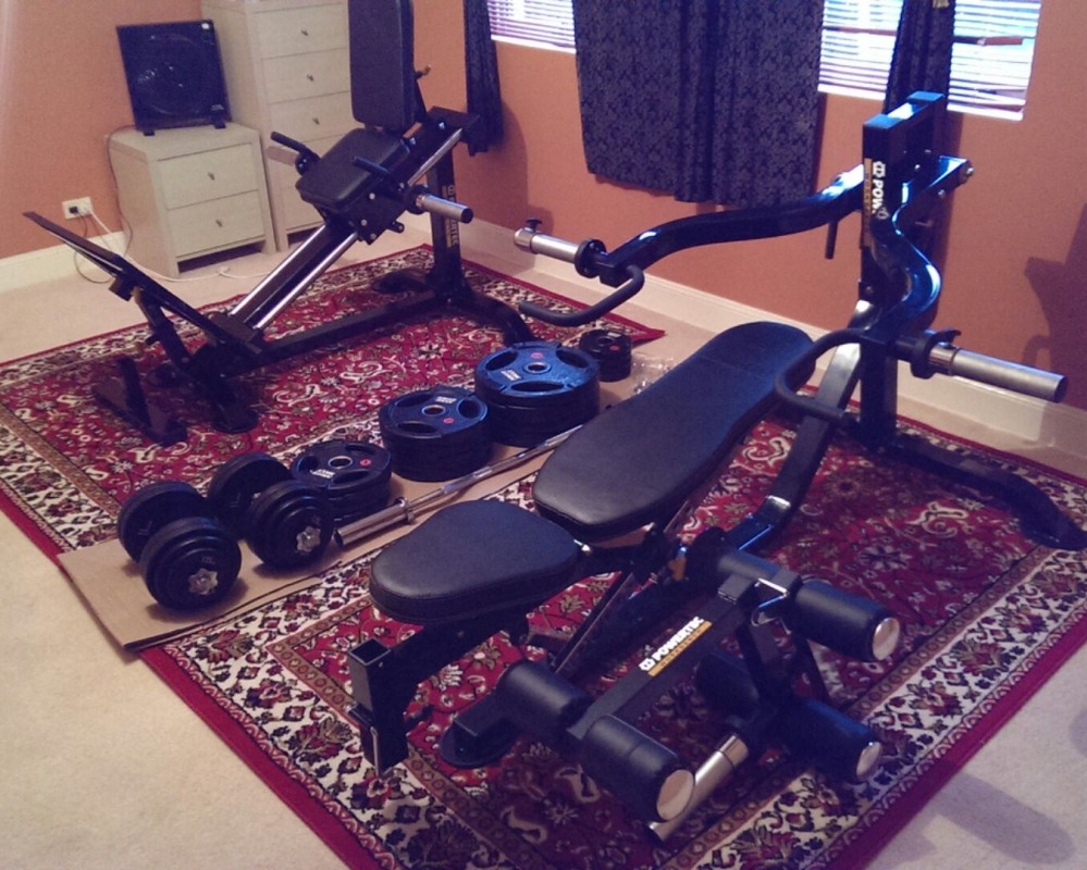 Daniels Home Gym. A Powertec Multi Press and Compact Leg Sled