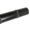 Close-up of the ATX® Dip Station's black metal cylindrical handle with a textured grip section, reminiscent of workout machine handles. The shiny surface highlights the intricate texture against its smooth finish.