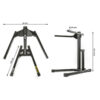 The ATX® Dip Station, perfect for intensive dip exercises, features dual-view dimensions. In the front view, you can see handlebars marked with the ATX logo that span a width of 90 cm and a base measuring 109 cm. The side view reveals a height of 121.5 cm and a tube diameter of 45 mm, making it an excellent choice for any workout routine due to its robust construction.