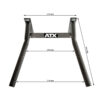 Image of the ATX® Wall Mounted Dip Bars, featuring dimensions of 475 mm in width at the top, 470 mm across the horizontal bar, and 710 mm at the base. The entire setup stands at a height of 600 mm and includes dip bars with black grips on both sides for versatile workout options.