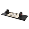 The ATX® Deadlift Platform Barbell Club features a central skull and crossbones design with Barbell Club text, surrounded by black edges, all under a resting barbell loaded with weights.