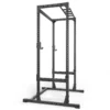 The ATX® Power Rack 520 215cm is a black metal rectangle-framed weightlifting rack with adjustable J-hooks, multiple customization holes, and a sturdy base for enhanced stability.
