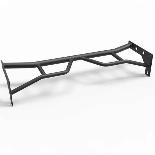 The ATX® 750 Multi Grip Chin Up is a black metal wall-mounted pull-up bar designed for home workouts, featuring a sturdy frame with angled grips and support brackets on each end, set against a white background.