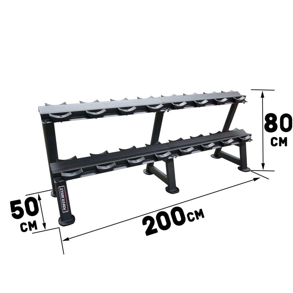 8 pair dumbbell rack with saddles with the dimensions marked