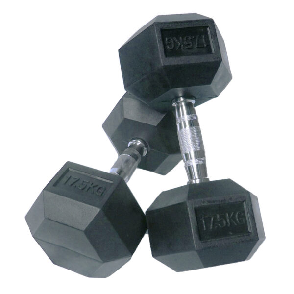 17.5kg Rubber Hex Dumbbells (Pair)