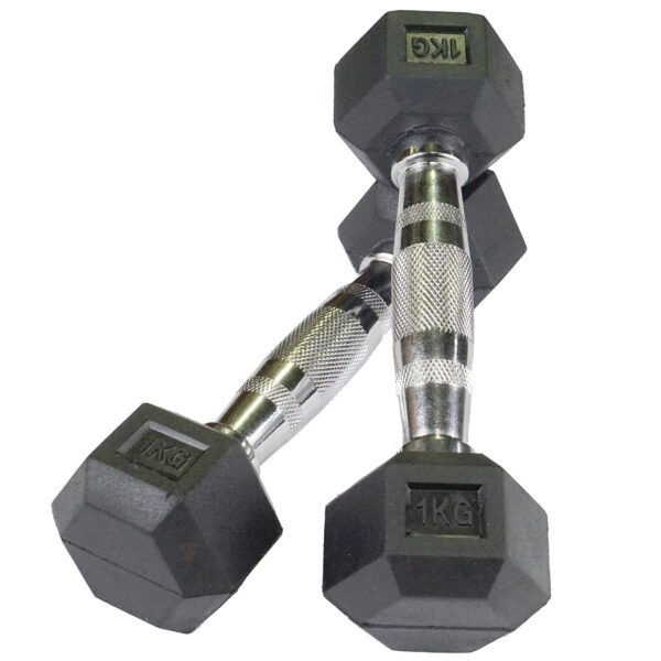 1kg to 20kg Rubber Hex Dumbbells - Image 5