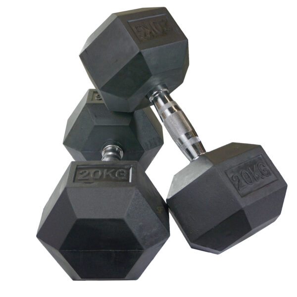 20kg Rubber Hex Dumbbells (Pair)
