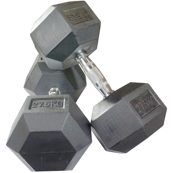 27.5kg Rubber Hex Dumbbells (Pair)