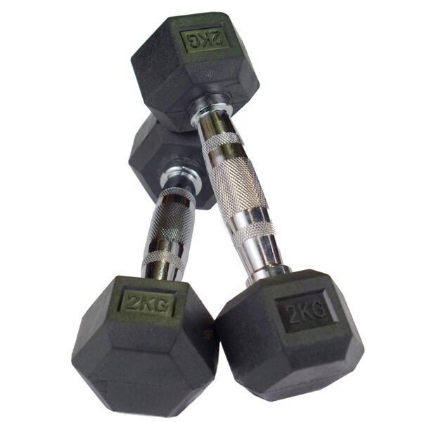 2kg Rubber Hex Dumbbells (Pair)