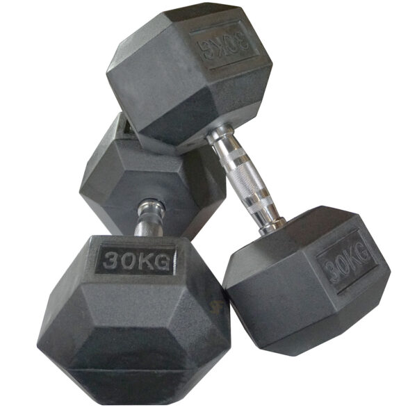 30kg Rubber Hex Dumbbells (Pair)