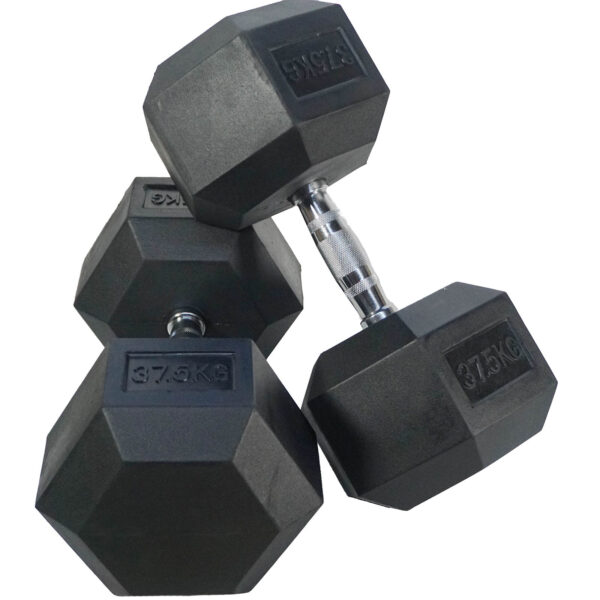 37.5kg Rubber Hex Dumbbells (Pair)