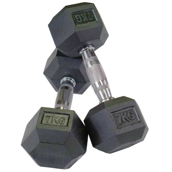 7kg Rubber Hex Dumbbells (Pair)