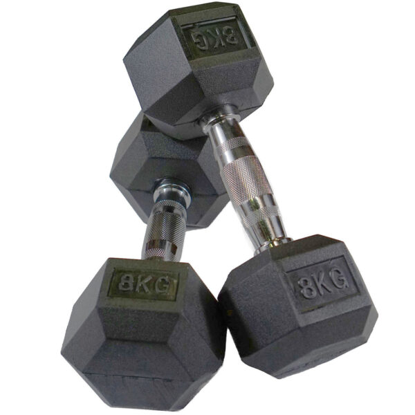 8kg Rubber Hex Dumbbells (Pair)