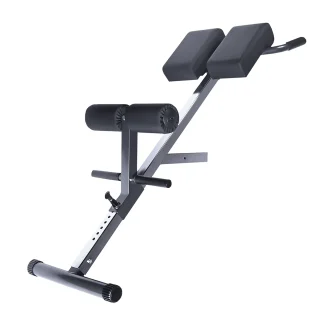 Ironmaster Hyper Core Attachment with padded supports and a steel frame, designed for back and core exercises. This attachment features two leg pads, a foot bar, and two large upper pads to provide comfort and stability during workouts.