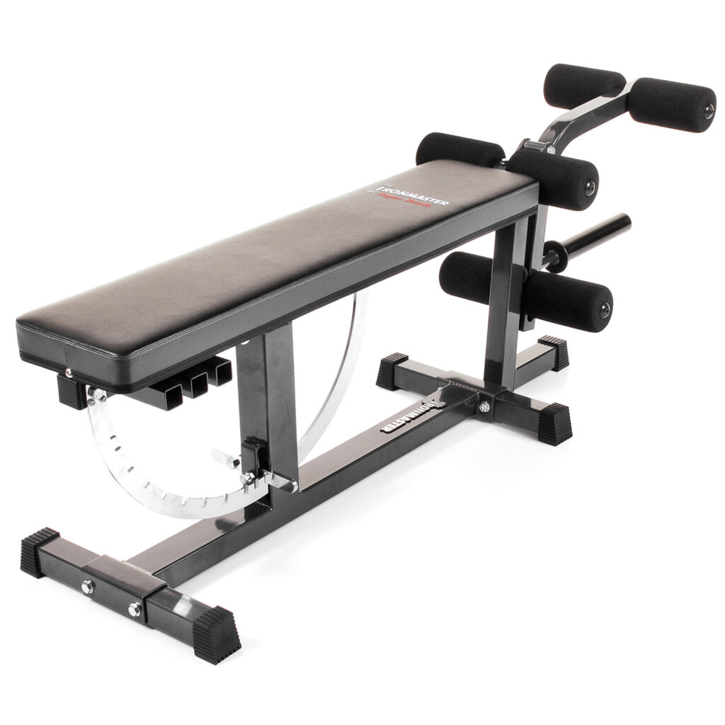 Picture of the Ironmaster Super Bench with the Leg Lift Attachment