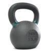 A grey 24kg Kettlebell with a black handle, green accents, and displays 53 LB.