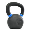 The 12kg Kettlebell, featuring a black finish with a blue-striped handle, weighing 26 pounds, is set against a plain white background.