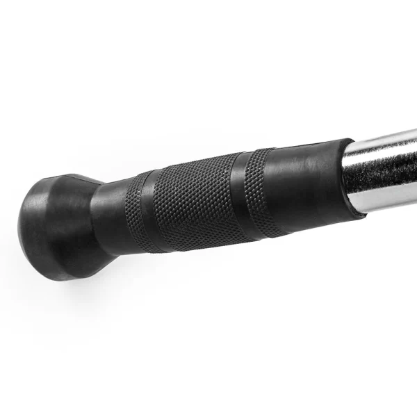 Close-up of the Revolving Press Down Bar Rubber Grip, featuring a metal rod with a knurled black rubber grip and rounded rubber end for enhanced hold.