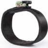 The Spud Inc Pro Powerlifting Belt features a black nylon strap with a metallic locking mechanism and textured surface. Its circular design includes a sturdy clasp with a small lever for easy tightening or loosening.