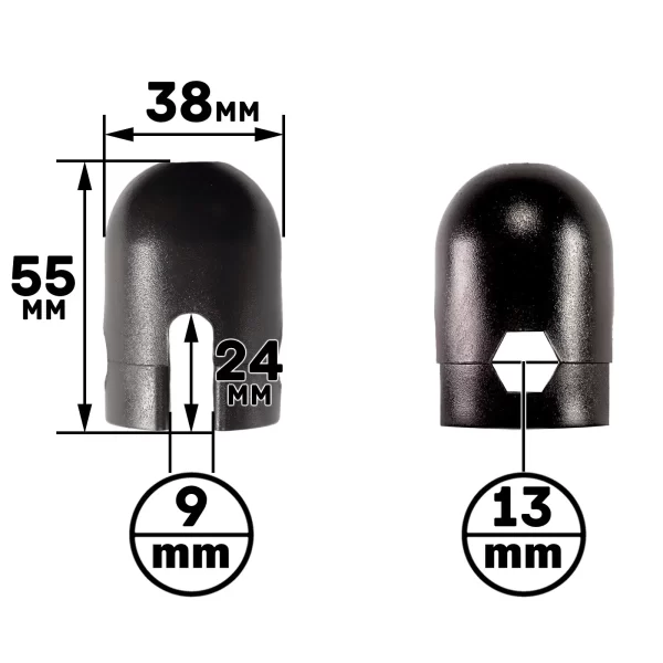 Swivel end outer measurements