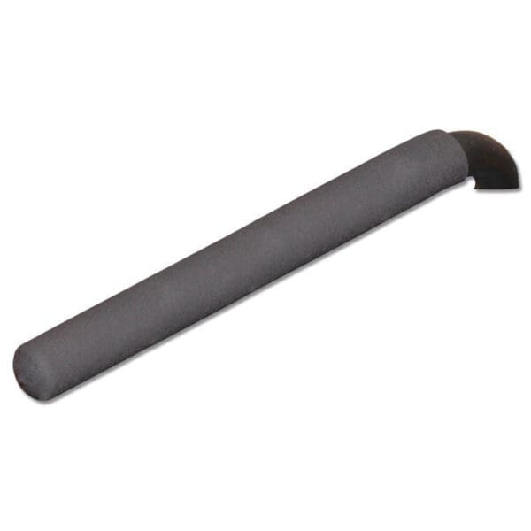 The product image features a Rubber Gym Grip, 25mm x 400mm, in black, displayed against a white background. This cylindrical grip has a hooked end and textured surface for enhanced hold and control.