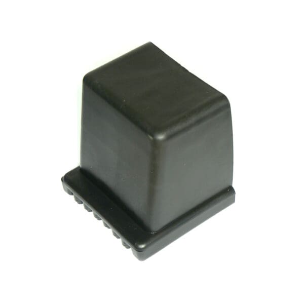 A black, 60mmx60mm square rubber foot with a flat base and textured edge, isolated on a white background.