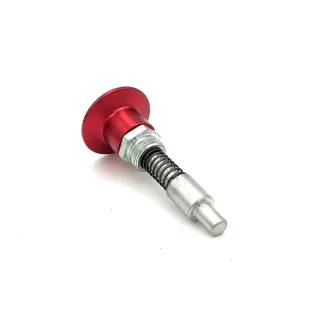 The Pop Pin M20 70mm-10 features a metal pin with a coiled spring, silver threaded section, and red circular handle, displayed on a white background.