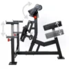 The ATX® Bicep Blaster Preacher Curl offers an adjustable seat and support pads, making it ideal for preacher curls. Arrows indicate the customizable height settings on the seat and armrest. Its robust metal frame guarantees durability during workouts.