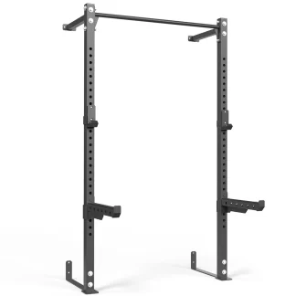 Wall Mounted Squat Rack with J-Hooks and Spotters by ATX. Features a chin up bar.
