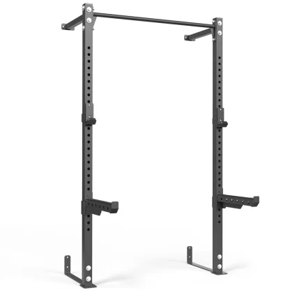 Wall Mounted Squat Rack with J-Hooks and Spotters by ATX. Features a chin up bar.