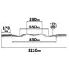 Diagram of the Olympic EZ Curl Bar: It’s 1210mm long with 170mm on each end, a 560mm central section, and an 830mm wavy middle. The diameter is 27mm, resembling an EZ curl bar for precision lifting and optimal grip.
