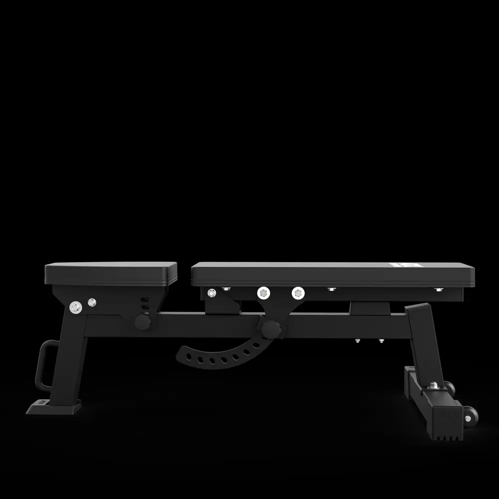 The ATX® Flat Incline Bench 610 is a black, adjustable weight bench with padded seat and backrest, multiple adjustment knobs, and a sturdy metal frame, shown as a flat incline bench against a solid black background.