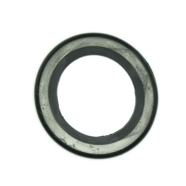 A close-up of a Gym Rubber Stopper 52mm, featuring a tarnished surface and smooth exterior with a hollow center, set against a plain white background.
