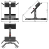 Diagram of the ATX® Hyperextension Machine 650 with dimensions. Includes a front view, side view with measurements (78 cm wide, 108 cm long, 68-86 cm high), and a top view. The equipment is black and gray with a red adjustment knob and prominently labeled ATX®.