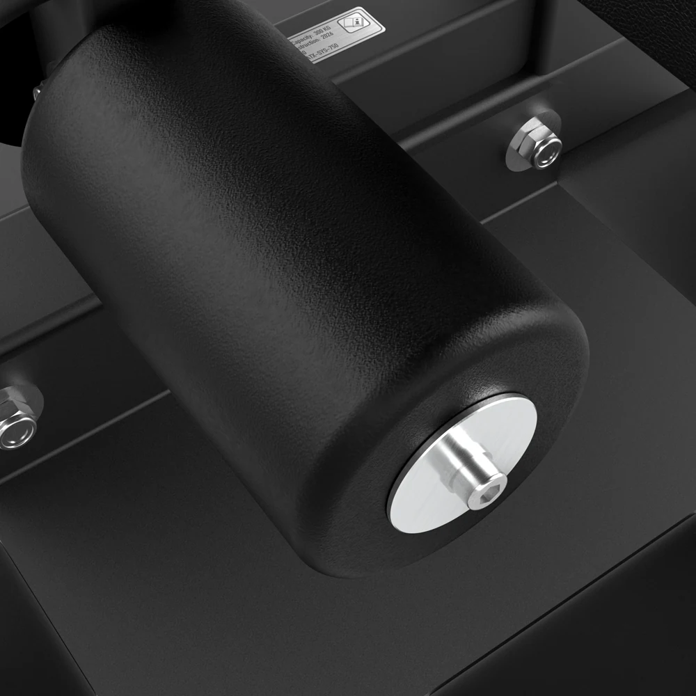 Close-up of a black cylindrical foam leg roller on an ATX® Sissy Squat Machine.