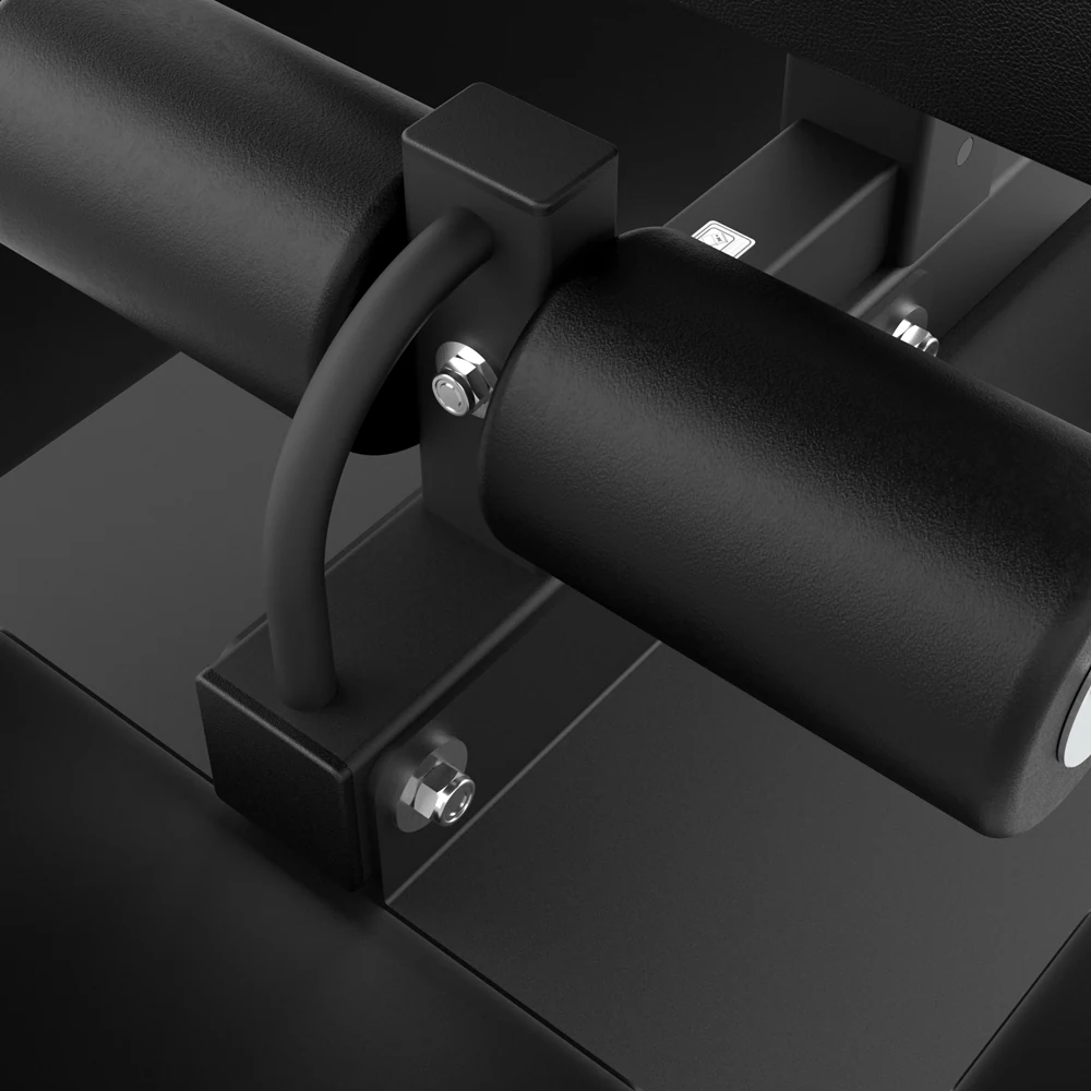 Close-up of an ATX® Sissy Squat Machine featuring two padded foam rollers for securing the lower legs.