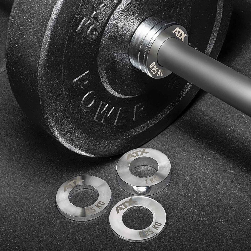 ATX-FRP-SET Olympic Fractional Plates displayed on a barbell